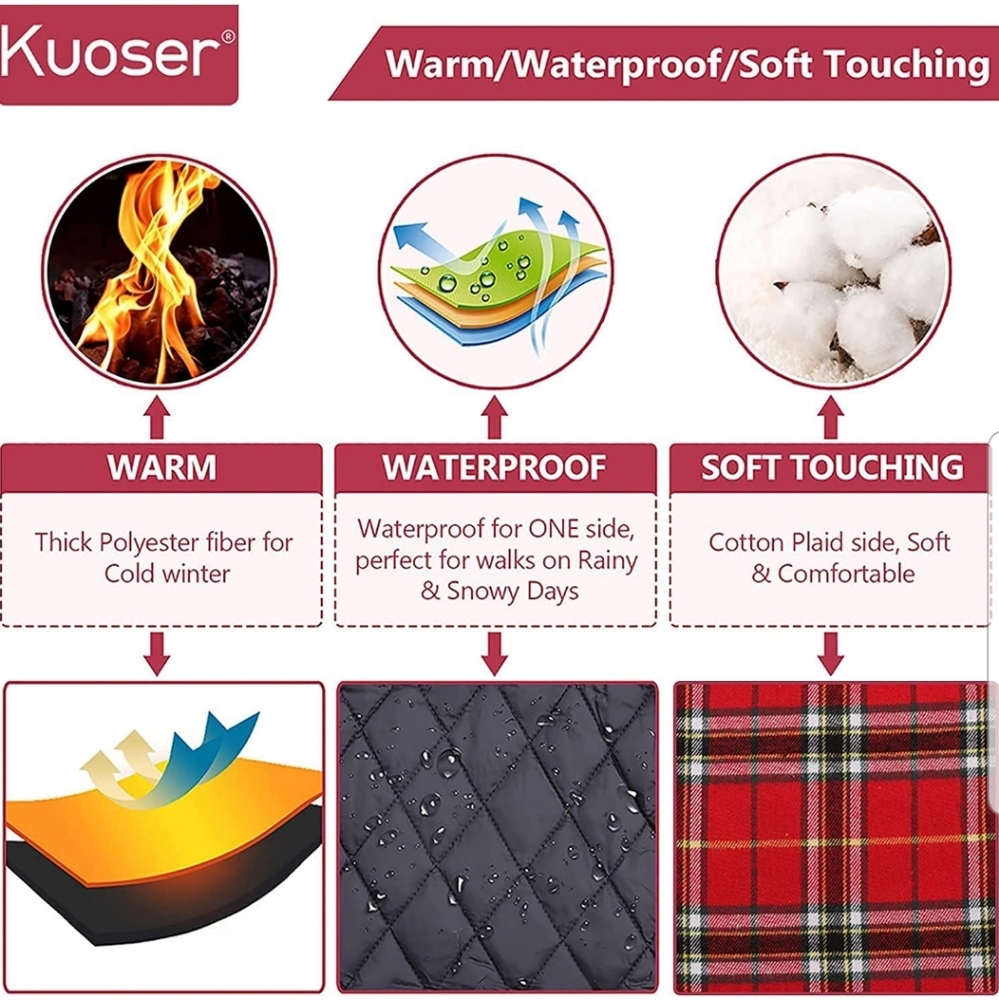 Kuoser Plaid Dog Jacket - Picture 2 of 13